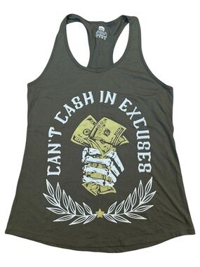 The Lift Box Can’t Cash In Excuses Skeleton Hand Graphic Racerback Tank Top